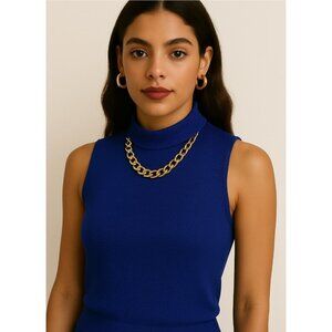 St. John Blue Neck Sleeveless Top Women's Size: P, Petite.